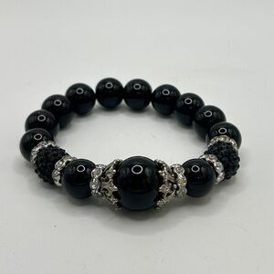 Black Onyx Stretch Bracelet; 6 inches